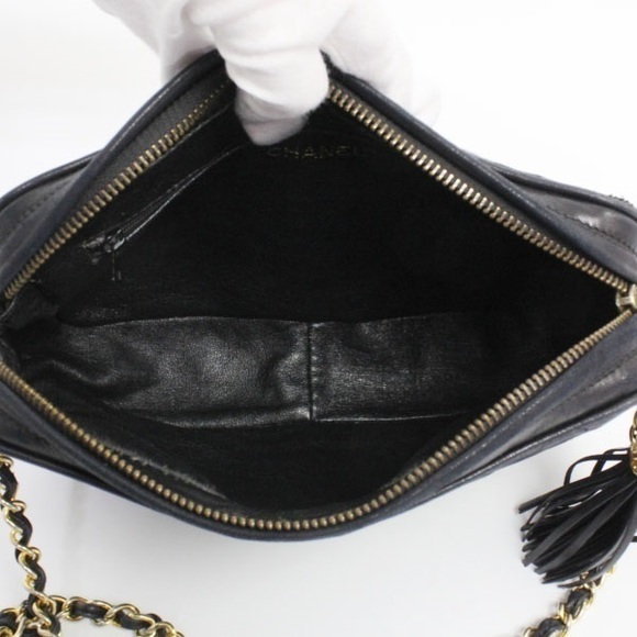 Chanel Matelasse Chain Shoulder Bag Lambskin Fringe Black - Picture 2 of 8